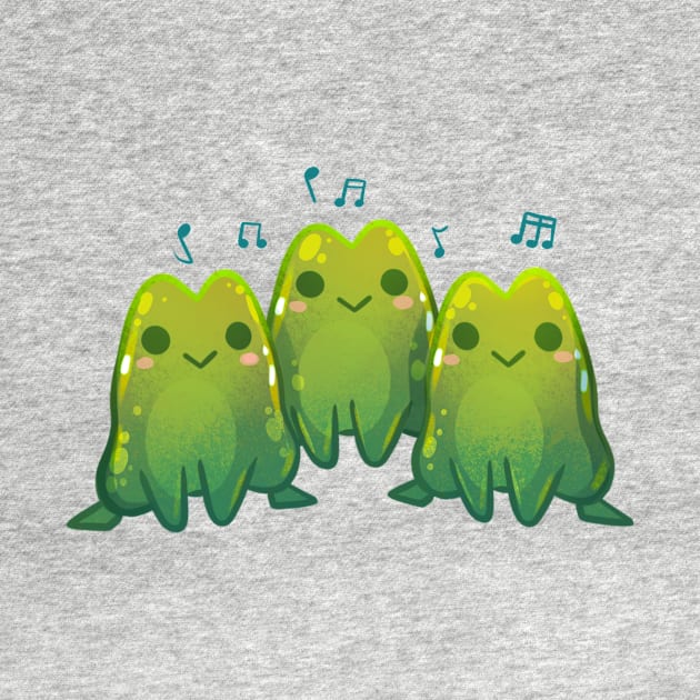 Green Singing Frog Trio by Claire Lin